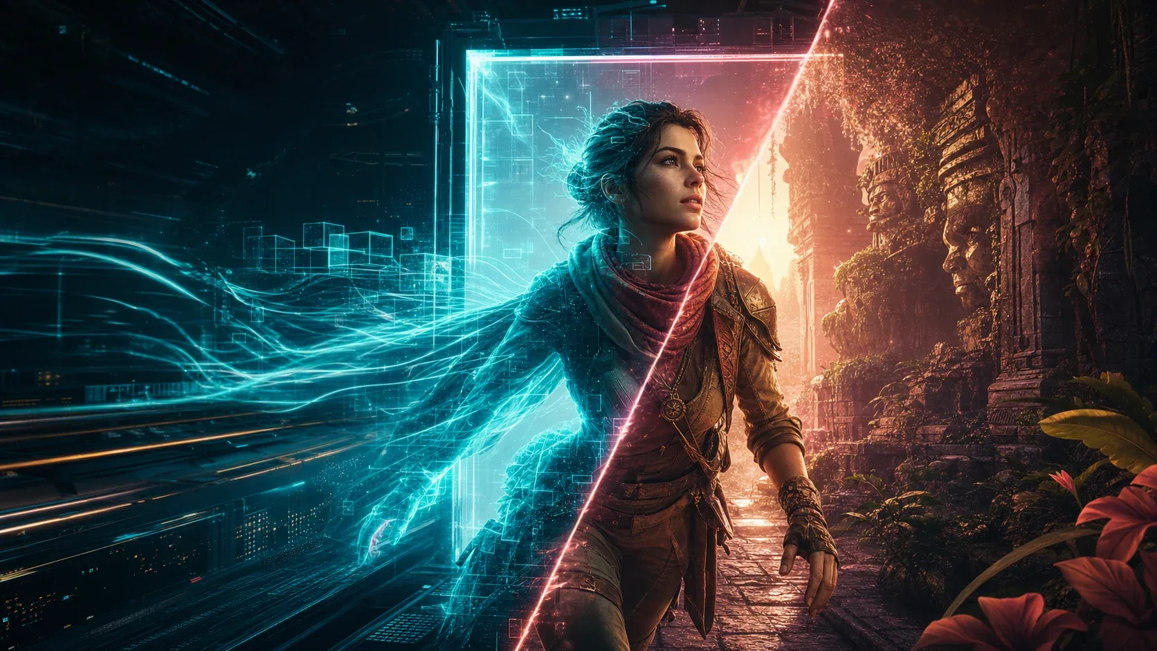 Original editorial illustration contrasting rapid flowing image generation with slower high-detail rendering